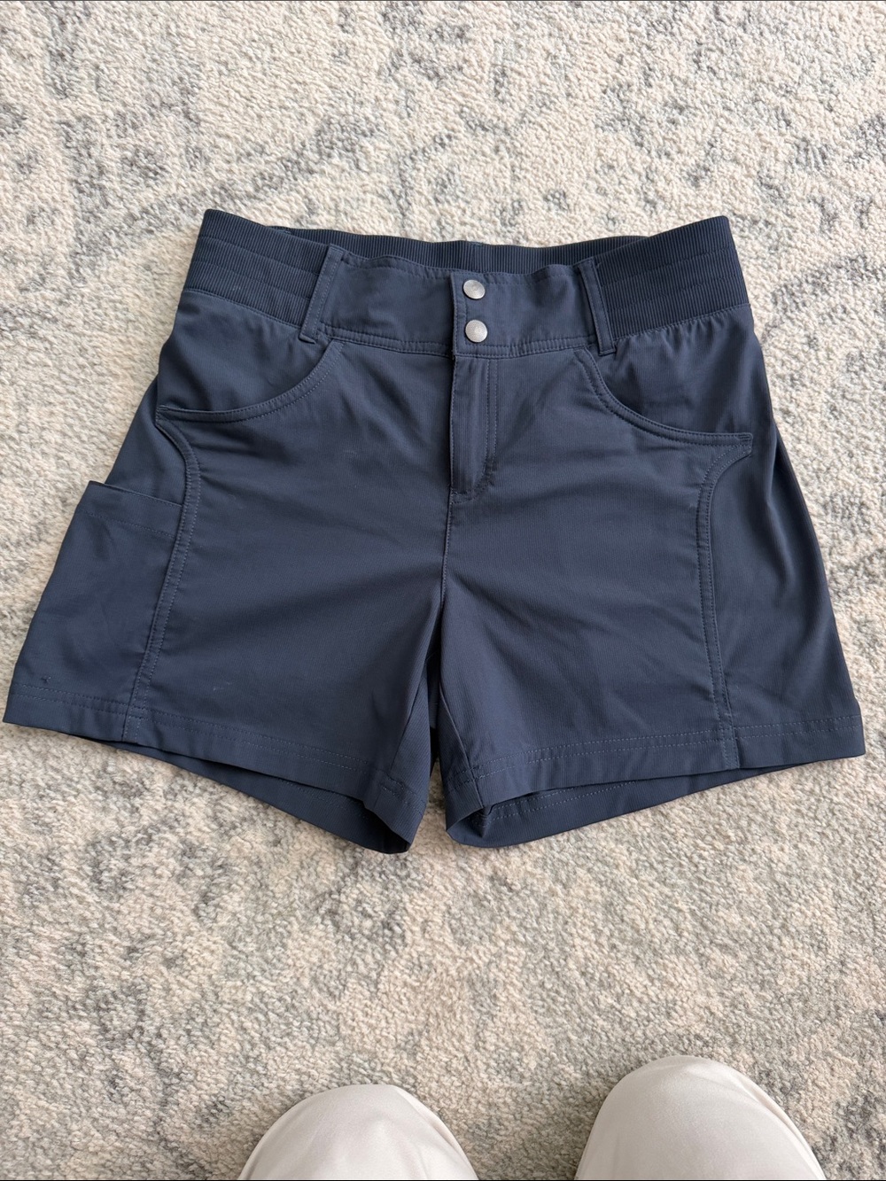 Title Nine Navy Athletic Shorts with Dual Snap Waist